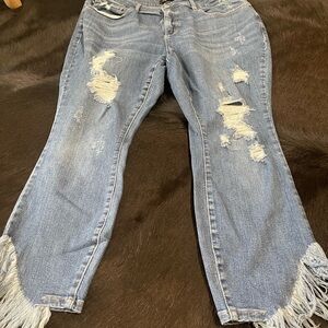 Judy Blue Light Blue Distressed Straight Leg Jeans